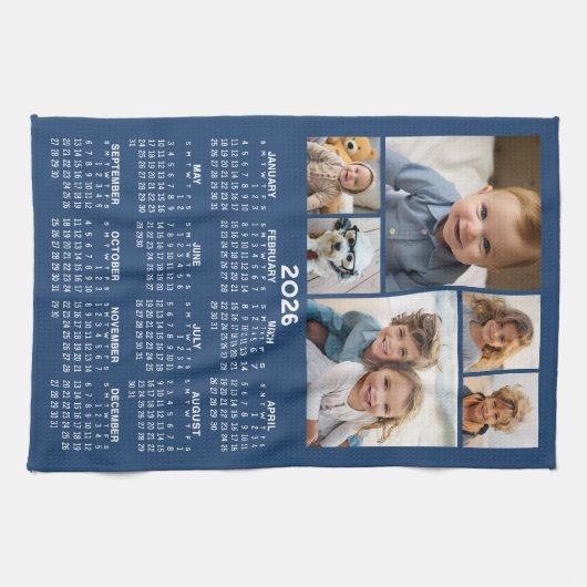 Kalender mit 6 Bildern - Blau Geschirrtuch (Horizontal)