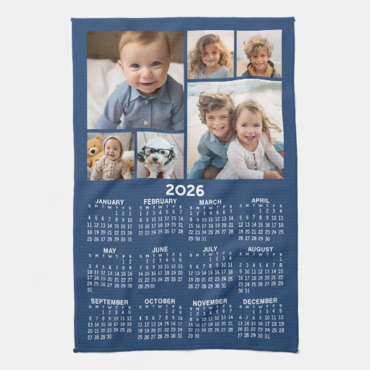 Kalender mit 6 Bildern - Blau Geschirrtuch (Vertikal)