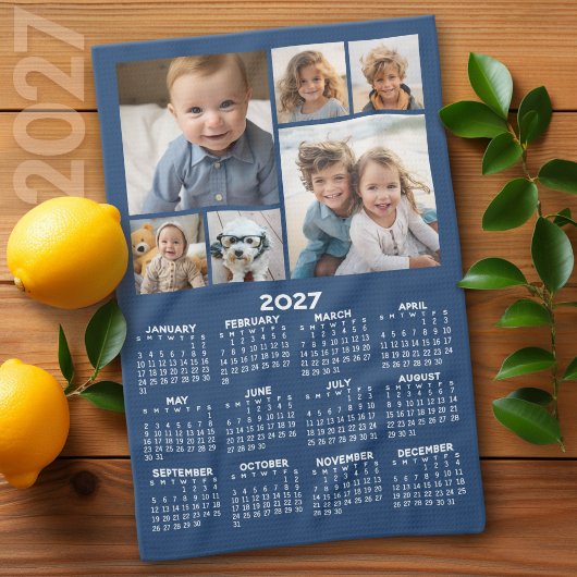Kalender mit 6 Bildern - Blau Geschirrtuch