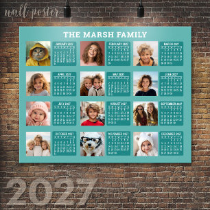 Kalender mit einem Bild für jeden Monat - Aqua Poster