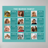 Kalender mit einem Bild für jeden Monat - Aqua Poster (Vorne)