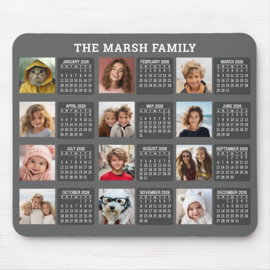 Kalender mit einem Bild für jeden Monat Mousepad (Vorne)