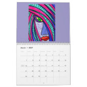 Kalender mit farbenfrohen abstrakten Gesichtern (Mär 2027)
