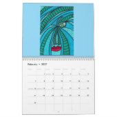Kalender mit farbenfrohen abstrakten Gesichtern (Feb 2027)