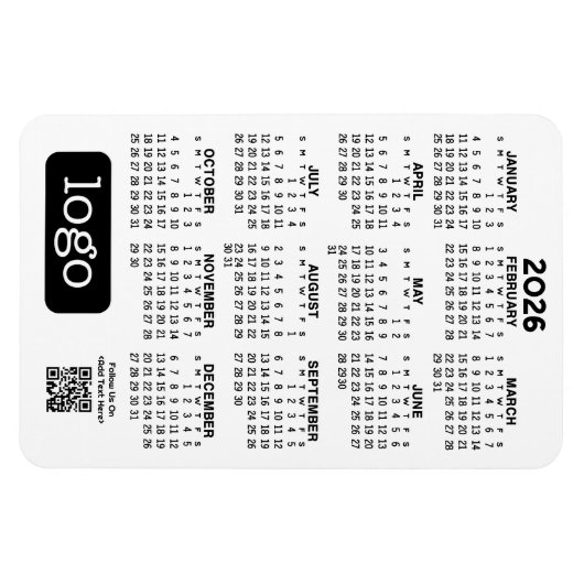 Kalender mit Firmenlogo und QR-Code Magnet (Horizontal)