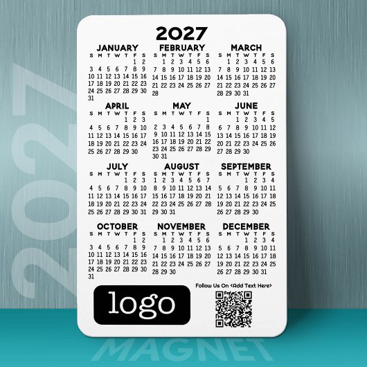 Kalender mit Firmenlogo und QR-Code Magnet