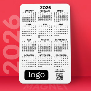 Kalender mit Firmenlogo und QR-Code Magnet