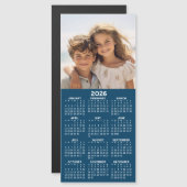 Kalender mit Foto Collage blauer Hintergrundmagnet Magnetkarte (Vorne/Hinten)