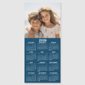 Kalender mit Foto Collage blauer Hintergrundmagnet Magnetkarte (Vorderseite)