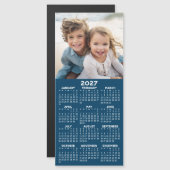 Kalender mit Foto Collage blauer Hintergrundmagnet Magnetkarte (Vorne/Hinten)