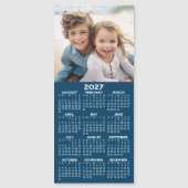 Kalender mit Foto Collage blauer Hintergrundmagnet Magnetkarte (Vorderseite)