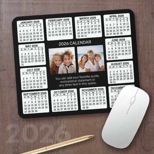 Kalender mit Foto im Zentrum Mousepad