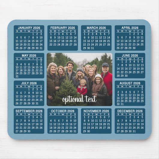 Kalender mit Foto im Zentrum Mousepad (Vorne)