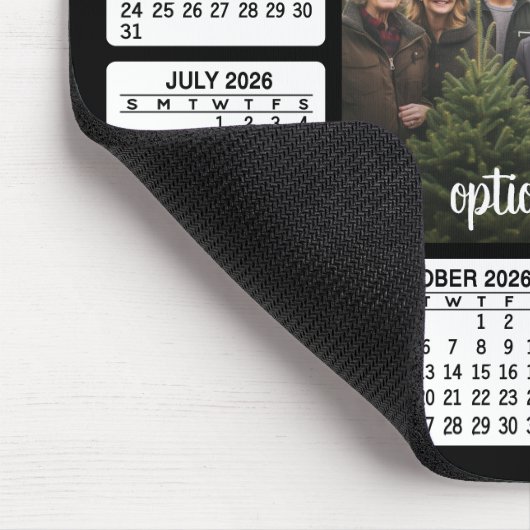 Kalender mit Foto im Zentrum Schwarz-weiß Mousepad (Ecke)