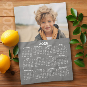 Kalender mit Foto - Jahresansicht - Grau Geschirrtuch