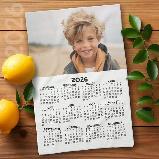 Kalender mit Foto - Jahresansicht - Schwarz-weiß Geschirrtuch