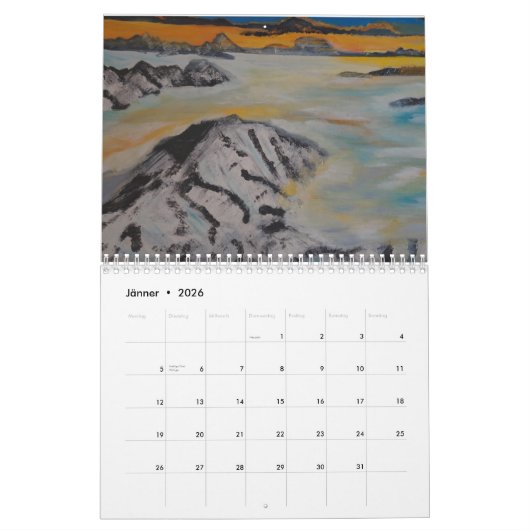 Kalender mit gemalten Bildern (Jan 2026)
