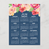 Kalender mit gestrichenen Aquarellfarben-Blume Postkarte (Vorderseite)