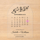 Kalender mit Herz Elegantes Foto Moderne Hochzeit Acryleinladungen (Vorderseite)
