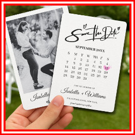 Kalender mit Herz Elegantes Foto Moderne Hochzeit Save The Date
