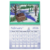 Kalender mit Kabinen und Landschaften (Feb 2026)