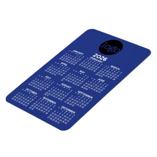 Kalender mit Logo Basic Blue White Minimal Magnet (Linke Seite)