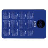 Kalender mit Logo Basic Blue White Minimal Magnet (Horizontal)