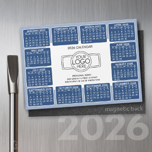 Kalender mit Logo Kontakt Information Blue Magnet