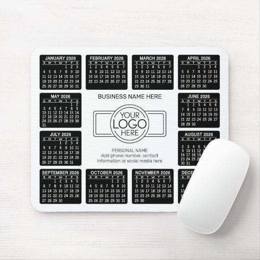 Kalender mit Logo Kontakt-Magnet Mousepad (Mit Mouse)