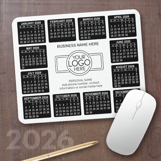 Kalender mit Logo Kontakt-Magnet Mousepad