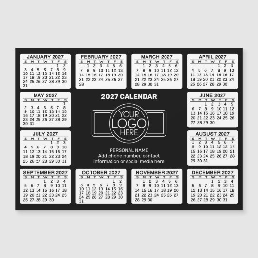 Kalender mit Logo Kontakt Schwarz - Magnet (Vorderseite)