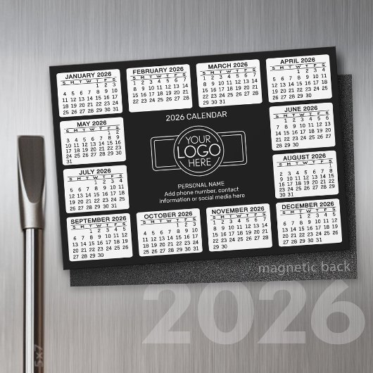 Kalender mit Logo Kontakt Schwarz - Magnet