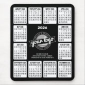 Kalender mit Logo Kontaktinformationen Schwarz-wei Mousepad (Vorne)
