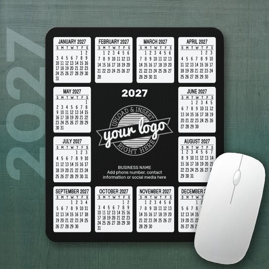 Kalender mit Logo Kontaktinformationen Schwarz-wei Mousepad