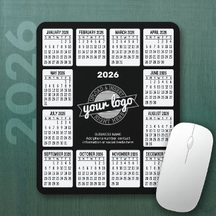 Kalender mit Logo Kontaktinformationen Schwarz-wei Mousepad