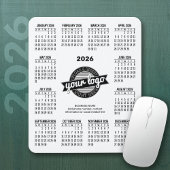 Kalender mit Logo, Kontaktinformationen Weiß Mousepad