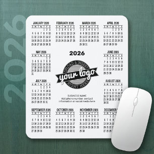 Kalender mit Logo, Kontaktinformationen Weiß Mousepad