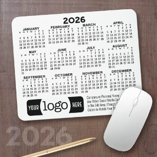 Kalender mit Logo, Kontaktinformationen Weiß Mousepad