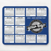 Kalender mit Logo und Text - Blau und Weiß Mousepad (Vorne)