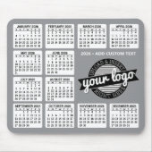 Kalender mit Logo und Text - grau und weiß Mousepad (Vorne)