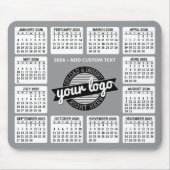 Kalender mit Logo und Text - grau und weiß Mousepad (Vorne)