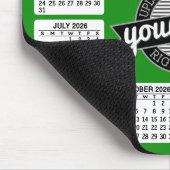 Kalender mit Logo und Text - grün und weiß Mousepad (Ecke)