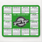 Kalender mit Logo und Text - grün und weiß Mousepad (Vorne)