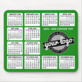 Kalender mit Logo und Text - grün und weiß Mousepad (Vorne)