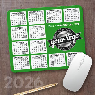 Kalender mit Logo und Text - grün und weiß Mousepad