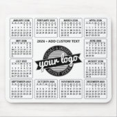 Kalender mit Logo und Text - Schwarz und Weiß Mousepad (Vorne)