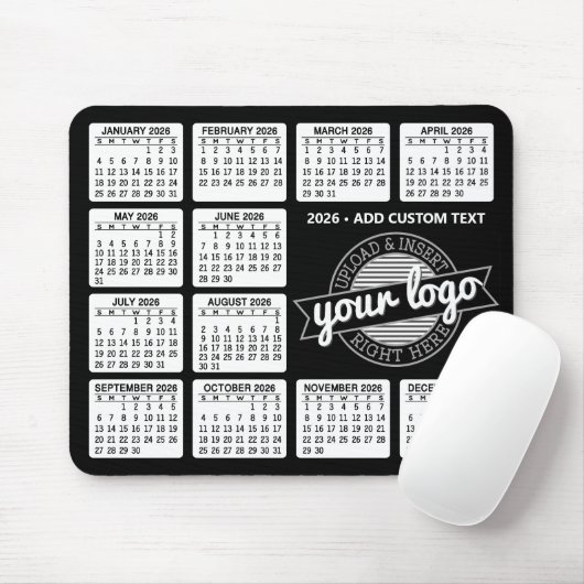 Kalender mit Logo und Text - Schwarz und Weiß Mousepad (Mit Mouse)