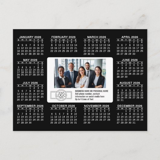 Kalender mit Logoinformationen Kontaktinformatione Postkarte (Vorderseite)