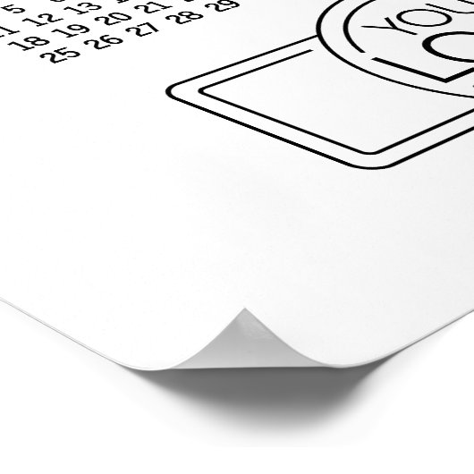 Kalender mit Logos und QR-Code - Schwarz-weiß Poster (Ecke)