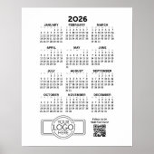 Kalender mit Logos und QR-Code - Schwarz-weiß Poster (Vorne)